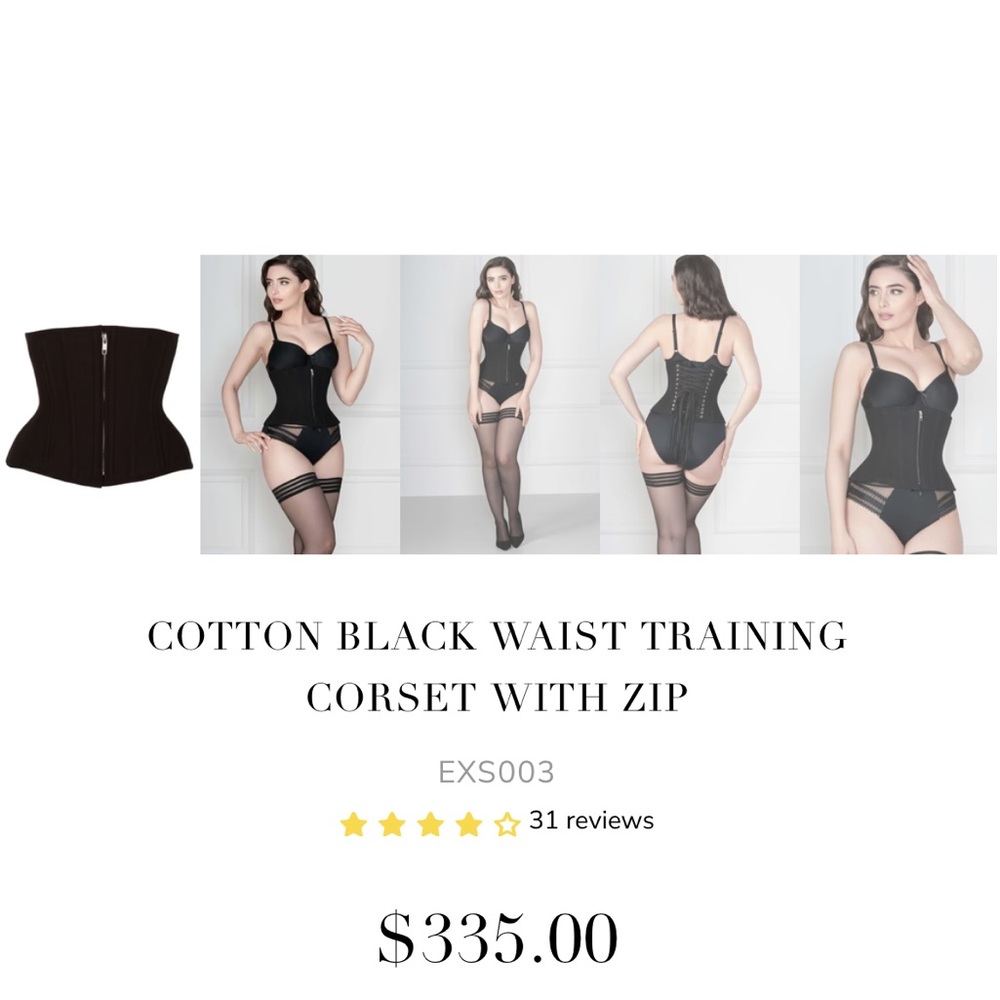 Cotton black under bust waist trainer with zip. BRAND NEW!